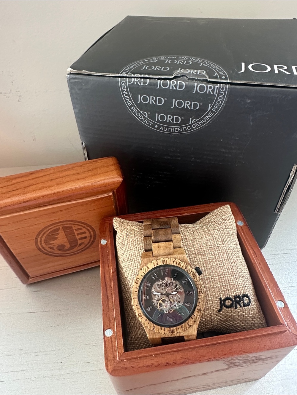 JORD Men's Natural Wood Skeleton Watch - Brown